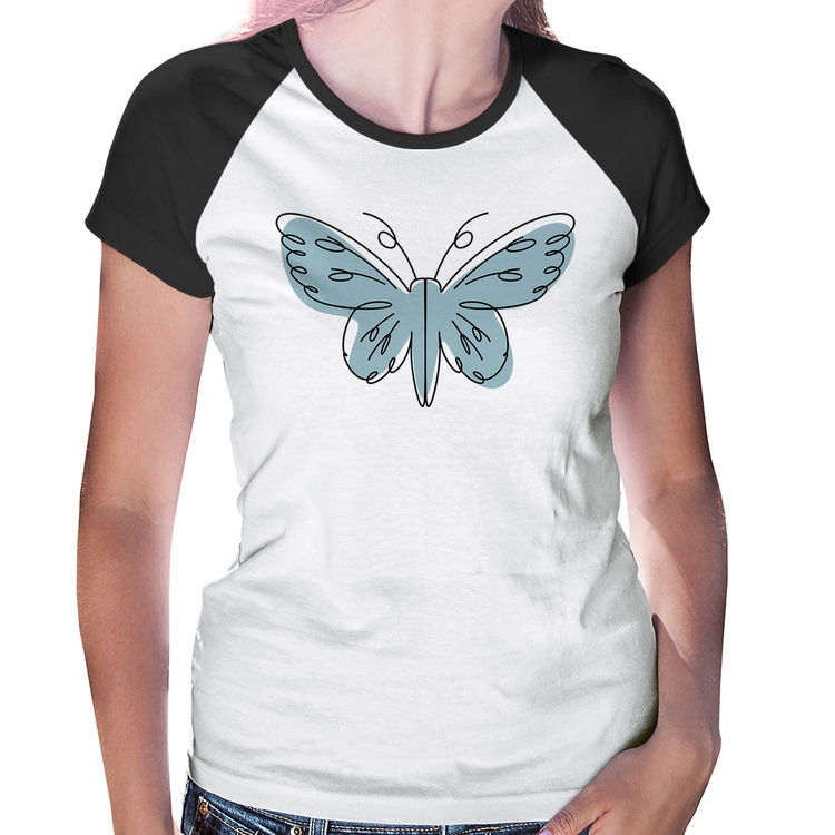 Baby Look Raglan Borboleta Abstrata