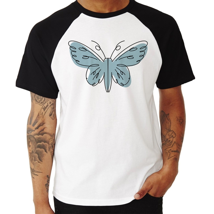 Camiseta Raglan Borboleta Abstrata