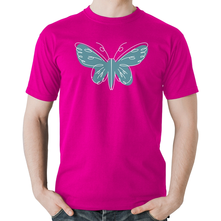 Camiseta Algodão Borboleta Abstrata - Rosa