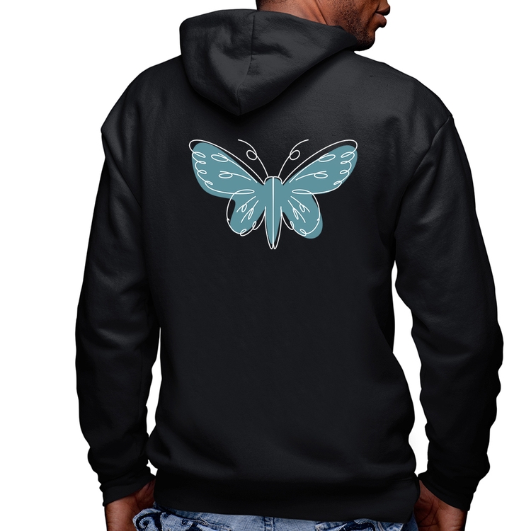 Blusa Moletom Borboleta Abstrata Masculina com Capuz e Zíper