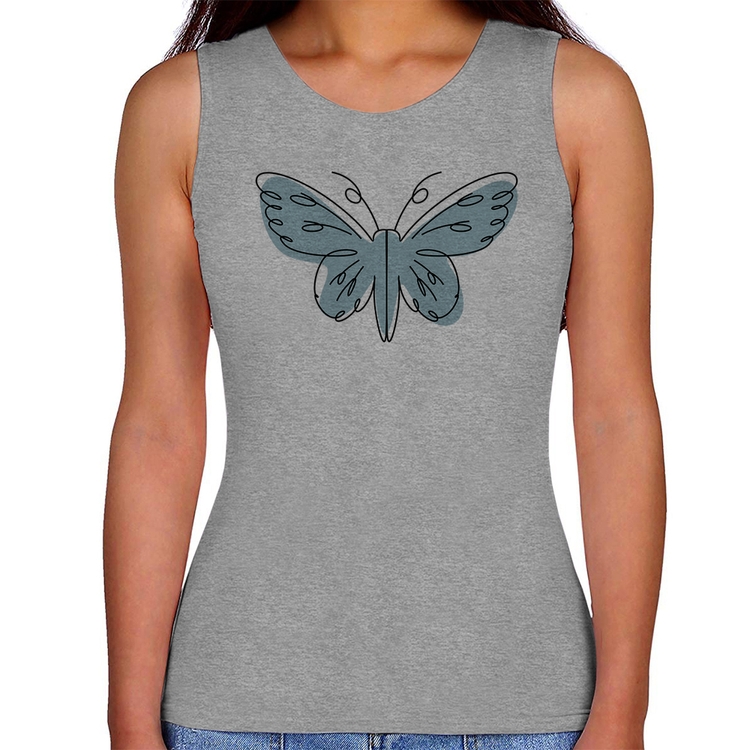 Regata Feminina Borboleta Abstrata - Cinza