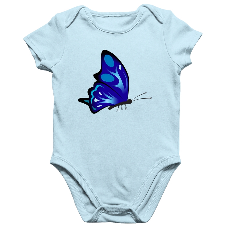 Body Bebê Algodão Borboleta Azul - Azul Bebê