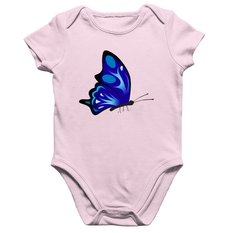 Body Bebê Algodão Borboleta Azul - Rosa Bebê