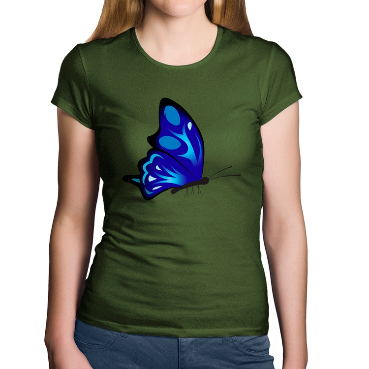 Baby Look Algodão Borboleta Azul - Musgo