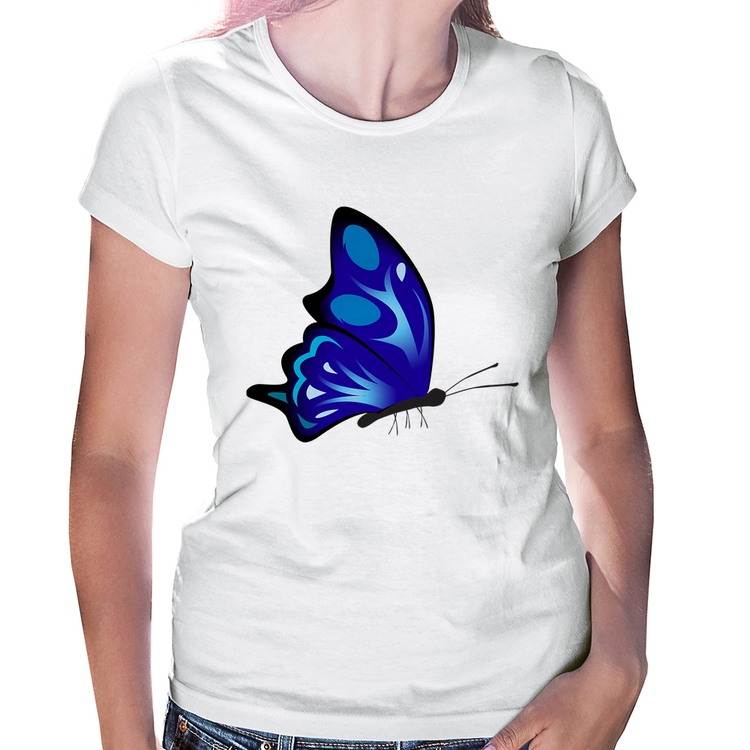 Baby Look Borboleta Azul