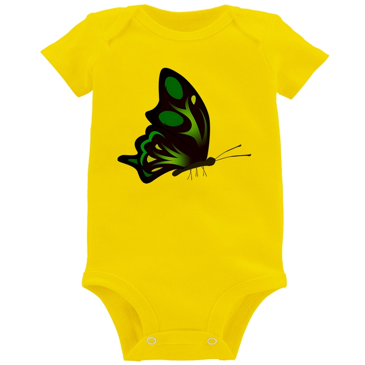 Body Bebê Borboleta Azul - Amarelo
