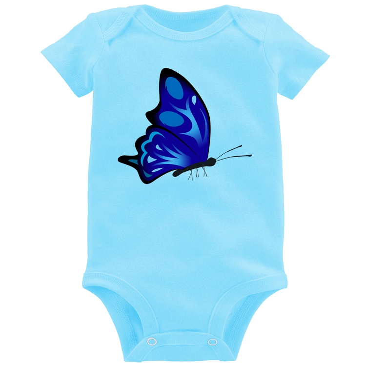 Body Bebê Borboleta Azul - Azul Bebê