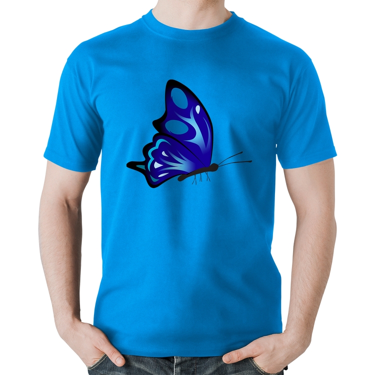 Camiseta Algodão Borboleta Azul - Azul
