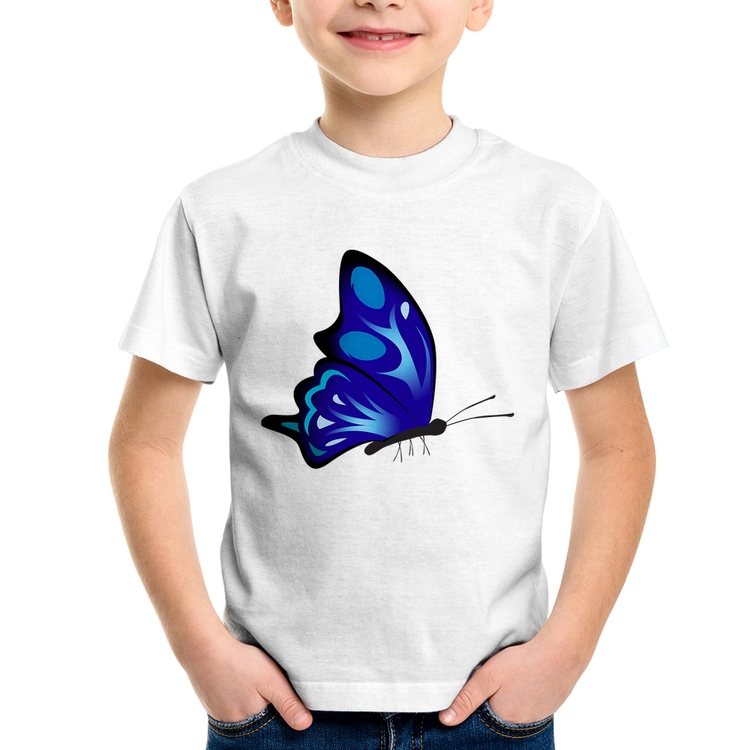 Camiseta Infantil Borboleta Azul