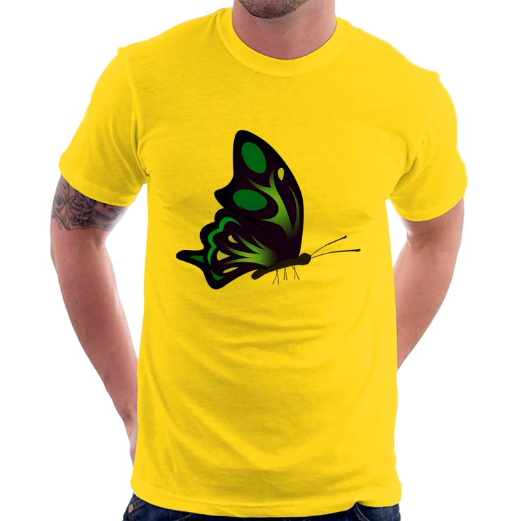 Camiseta Borboleta Azul - Amarela