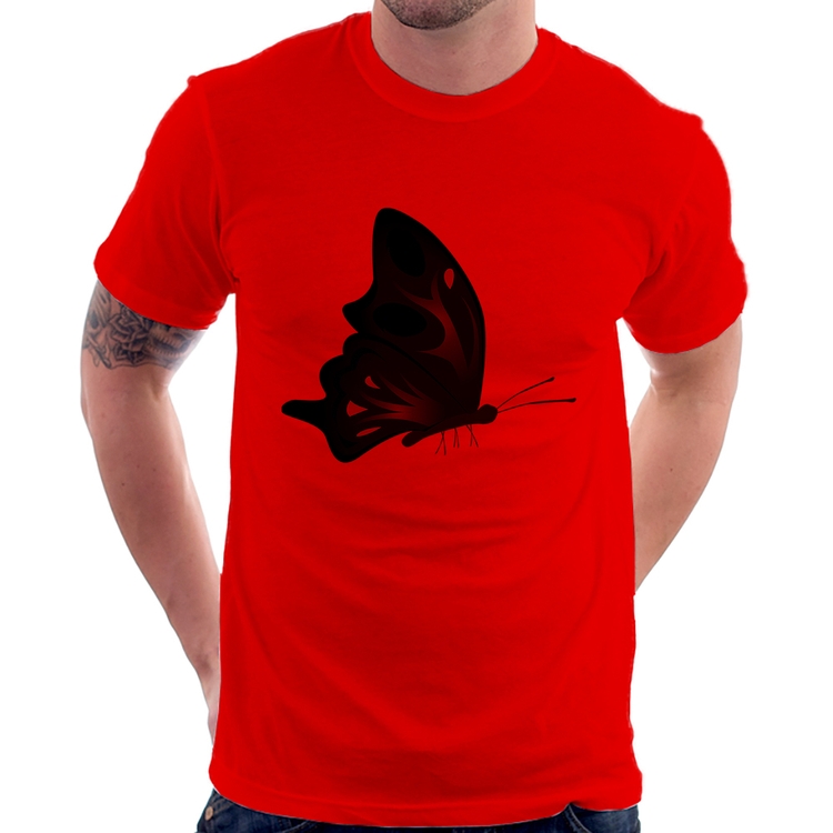 Camiseta Borboleta Azul - Vermelha