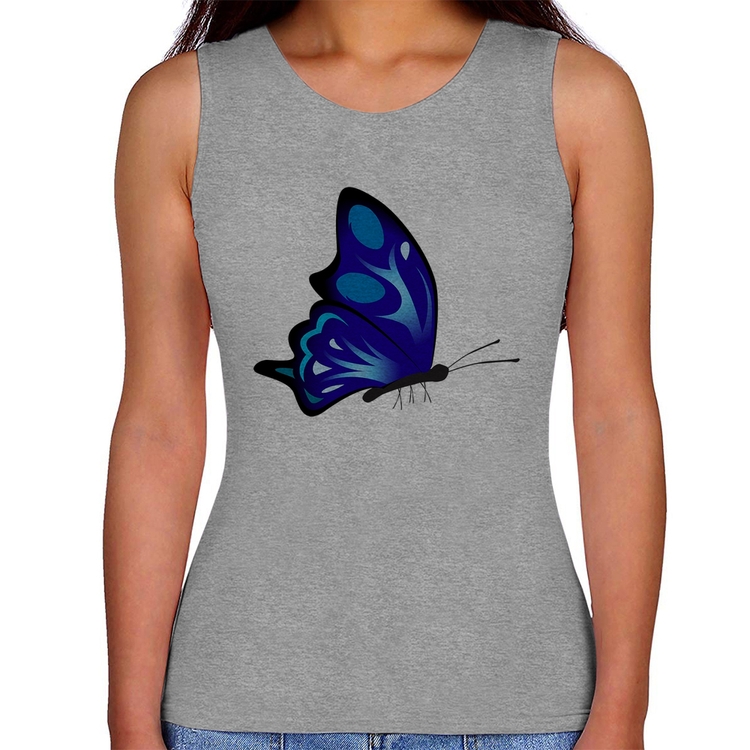 Regata Feminina Borboleta Azul - Cinza