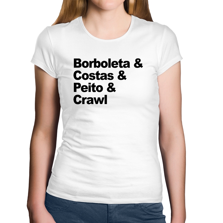 Baby Look Algodão Borboleta & Costas & Peito & Crawl - Branca