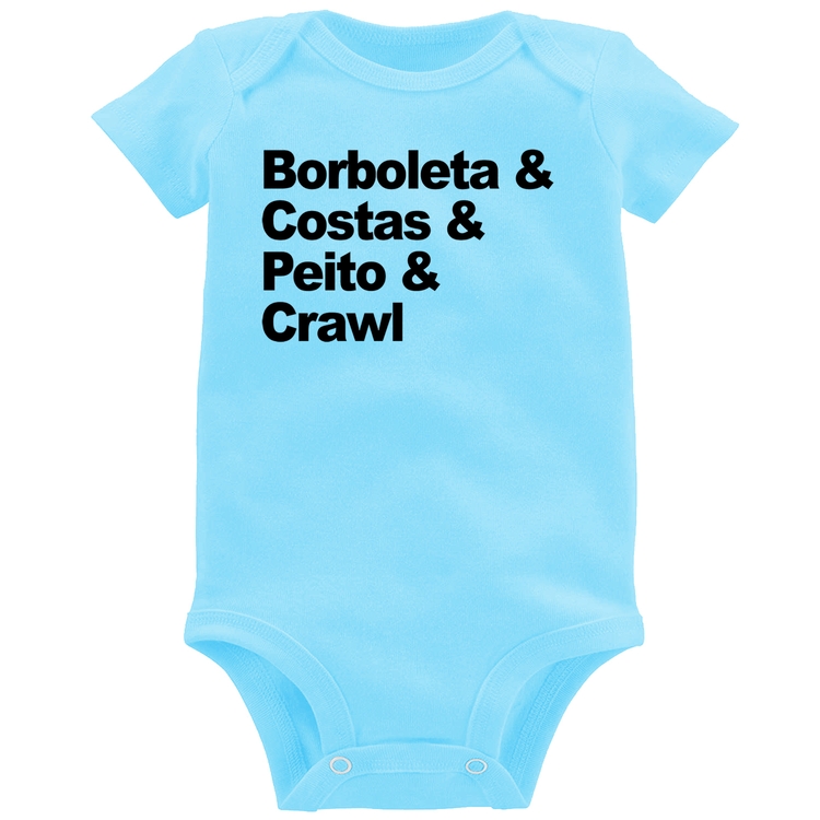 Body Bebê Borboleta & Costas & Peito & Crawl - Azul Bebê