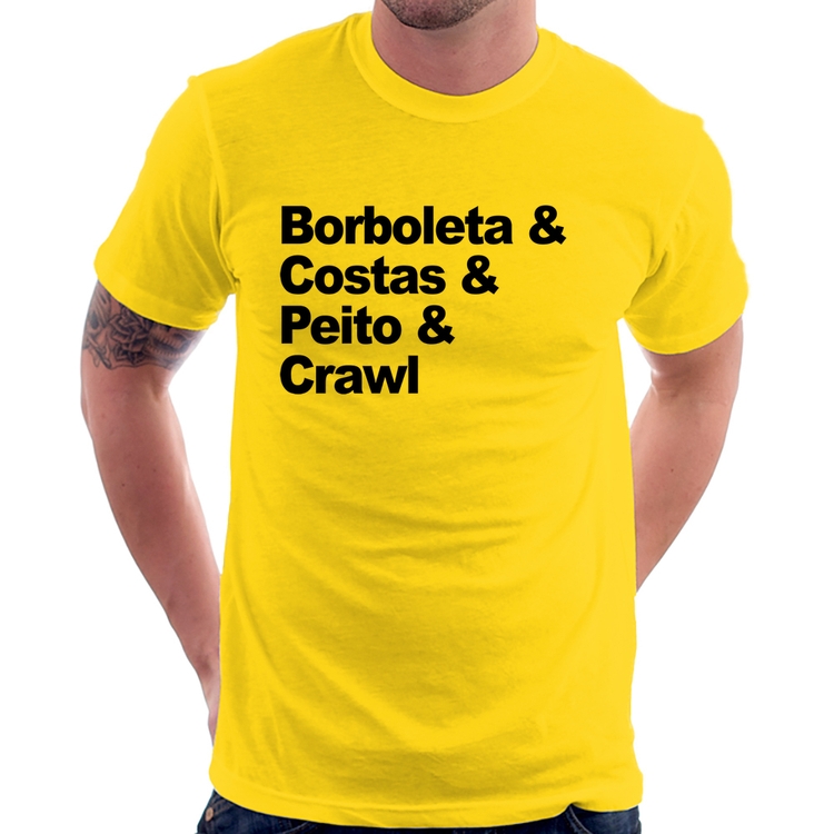 Camiseta Borboleta & Costas & Peito & Crawl - Amarela