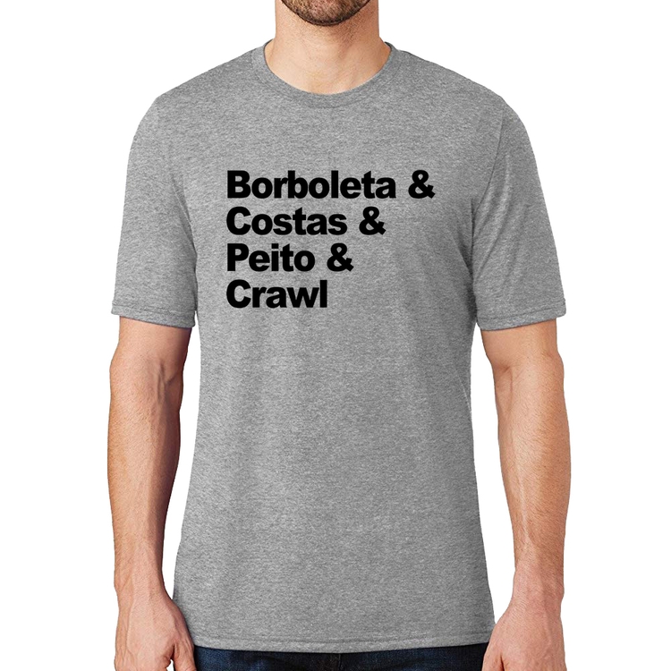 Camiseta Borboleta & Costas & Peito & Crawl - Cinza