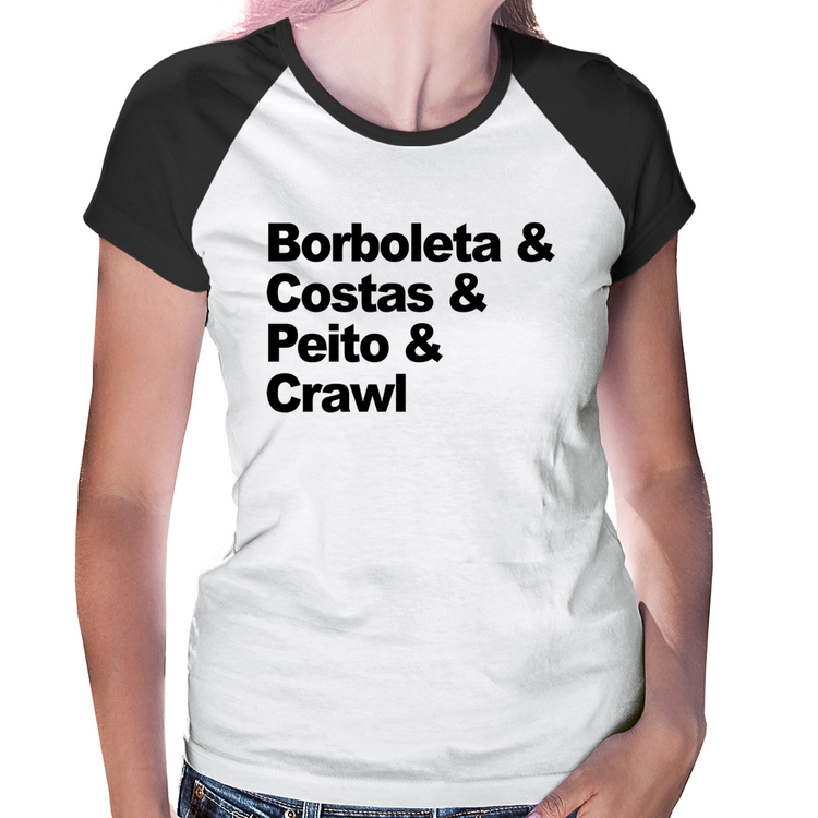 Baby Look Raglan Borboleta & Costas & Peito & Crawl