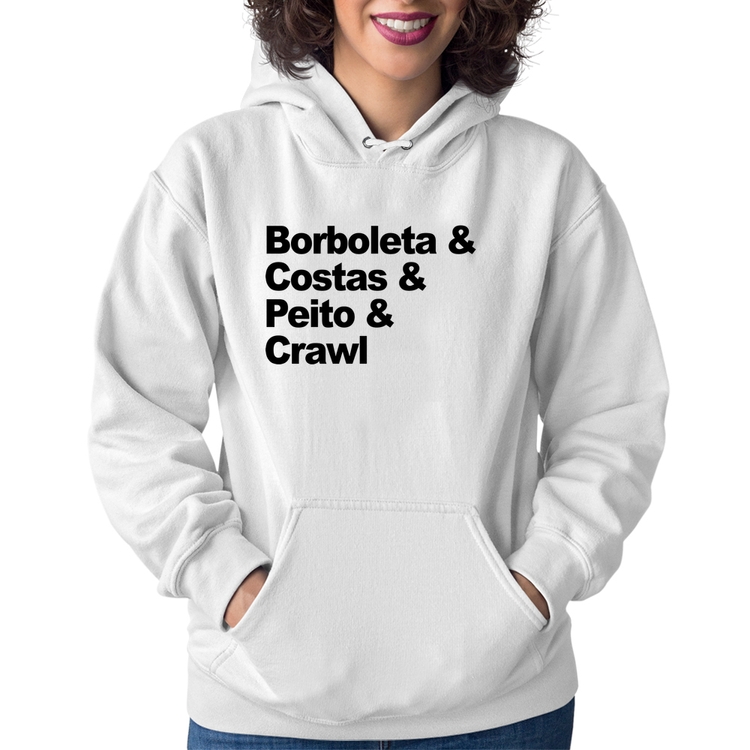 Moletom Feminino Borboleta & Costas & Peito & Crawl - Branco