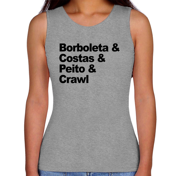 Regata Feminina Borboleta & Costas & Peito & Crawl - Cinza