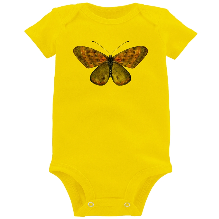 Body Bebê Borboleta Lilás - Amarelo