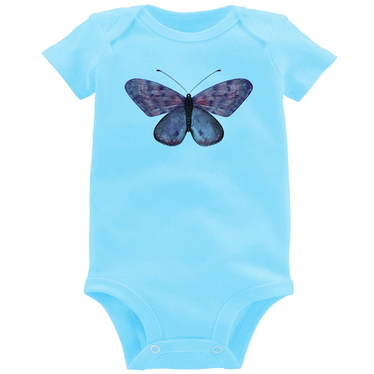 Body Bebê Borboleta Lilás - Azul Bebê