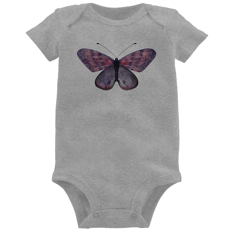 Body Bebê Borboleta Lilás - Cinza