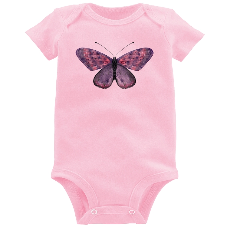 Body Bebê Borboleta Lilás - Rosa Bebê