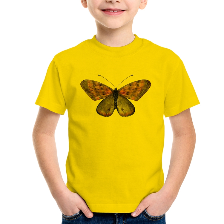 Camiseta Infantil Borboleta Lilás - Amarela