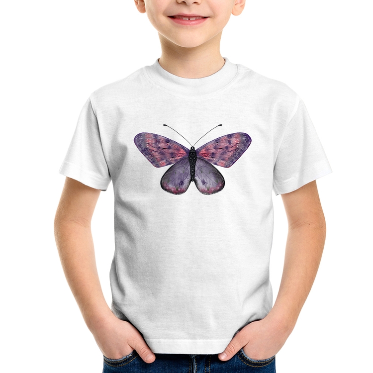 Camiseta Infantil Borboleta Lilás