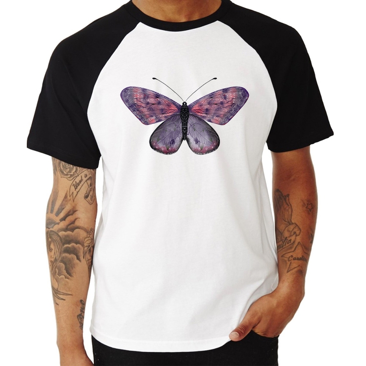 Camiseta Raglan Borboleta Lilás