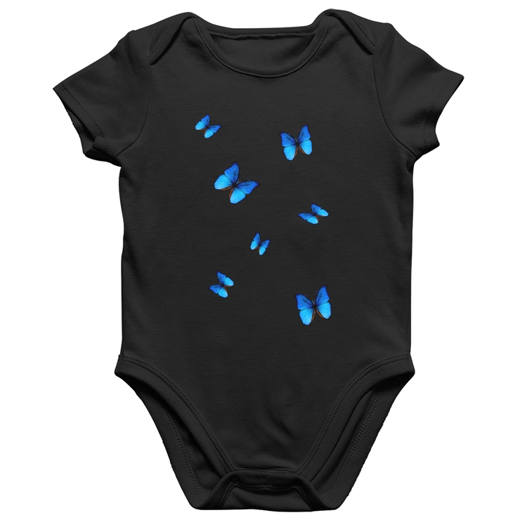 Body Bebê Algodão Borboletas Azuis