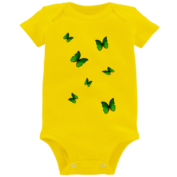 Body Bebê Borboletas Azuis - Amarelo