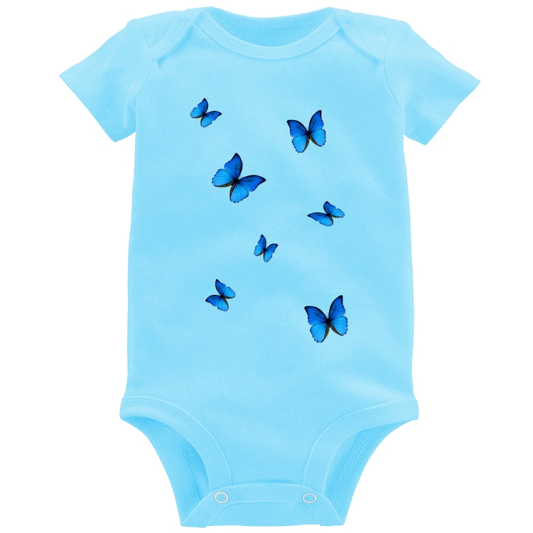 Body Bebê Borboletas Azuis - Azul Bebê
