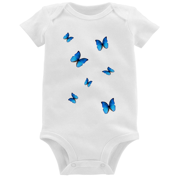 Body Bebê Borboletas Azuis