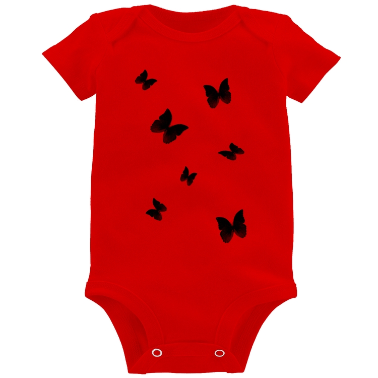 Body Bebê Borboletas Azuis - Vermelho