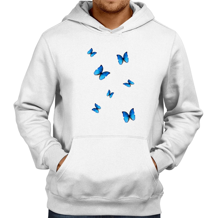 Moletom Borboletas Azuis - Branco