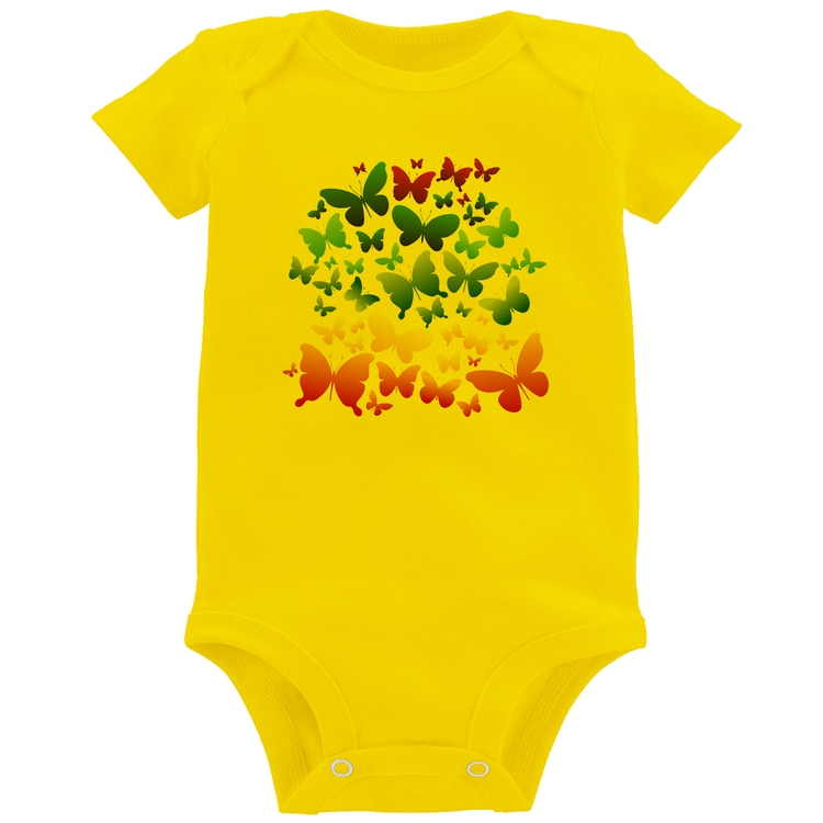Body Bebê Borboletas Coloridas - Amarelo