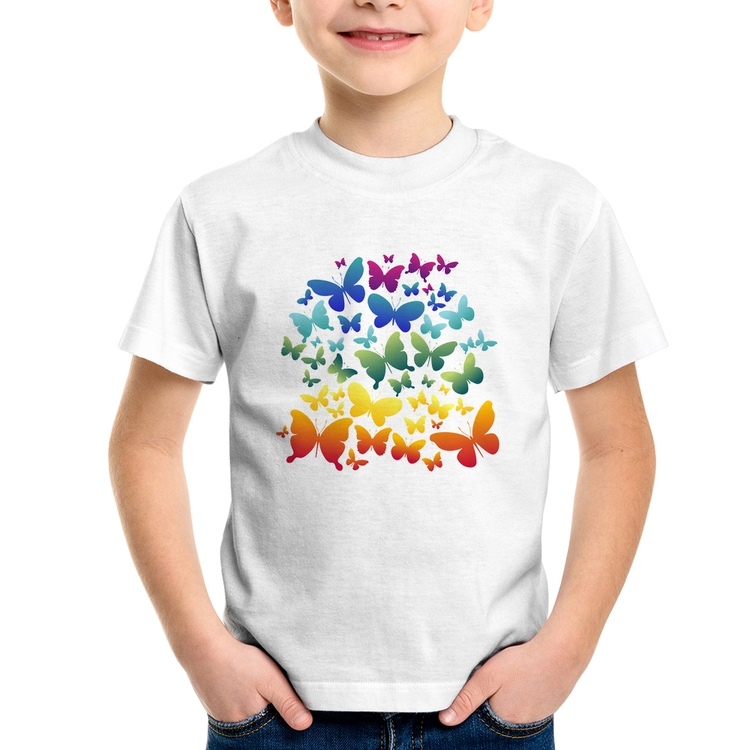 Camiseta Infantil Borboletas Coloridas
