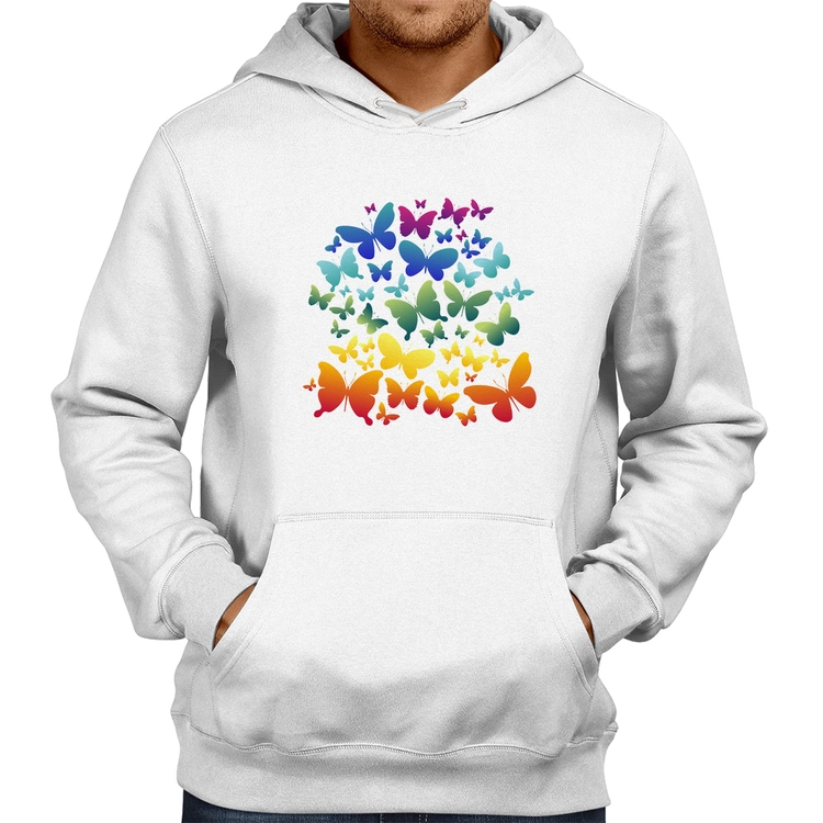Moletom Borboletas Coloridas - Branco