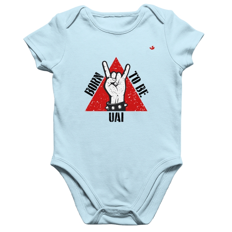 Body Bebê Algodão Born to be Uai Rock - Azul Bebê