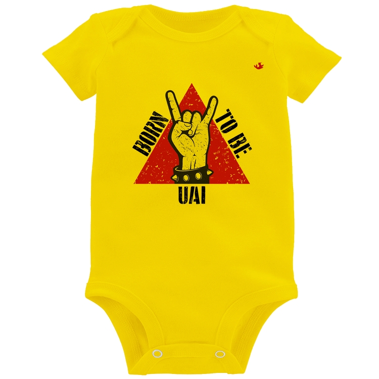 Body Bebê Born to be Uai Rock - Amarelo