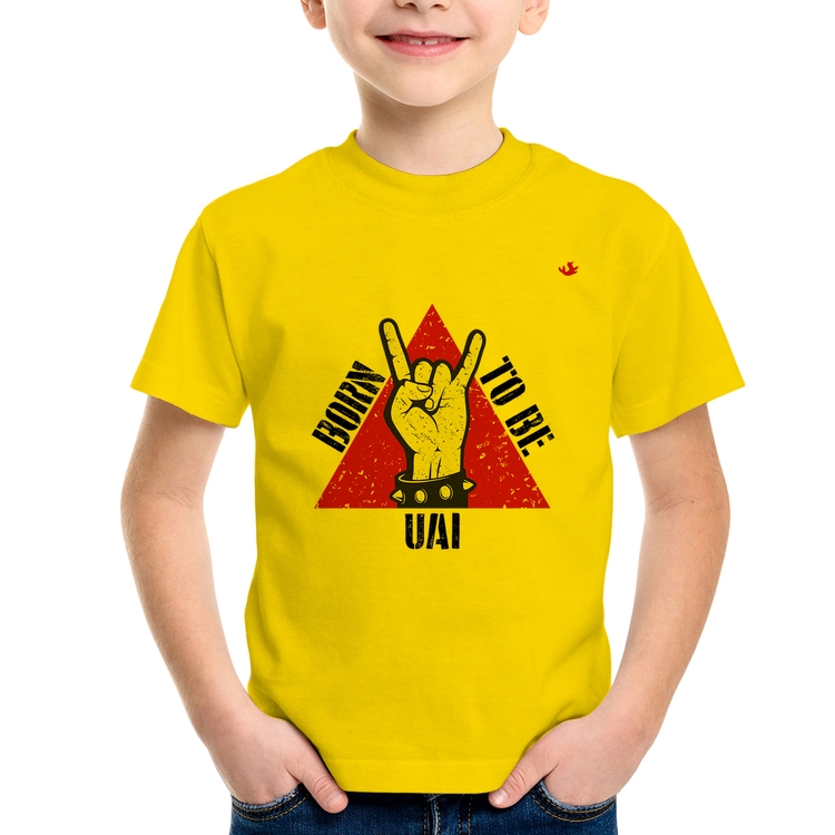 Camiseta Infantil Born to be Uai Rock - Amarela