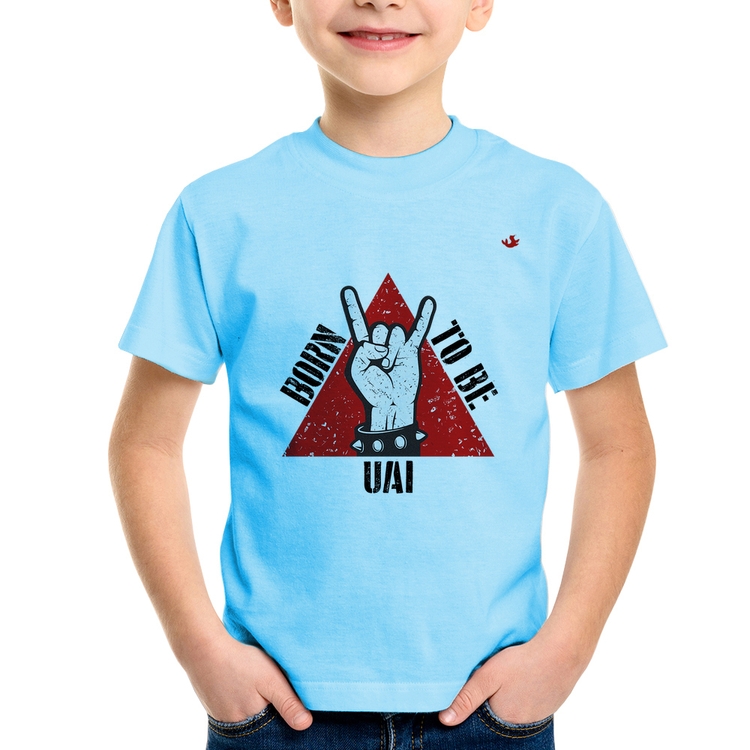 Camiseta Infantil Born to be Uai Rock - Azul Bebê