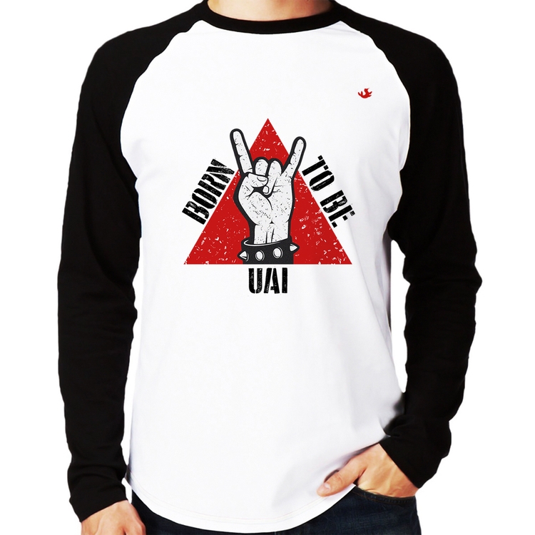Camiseta Raglan Born to be Uai Rock Manga Longa