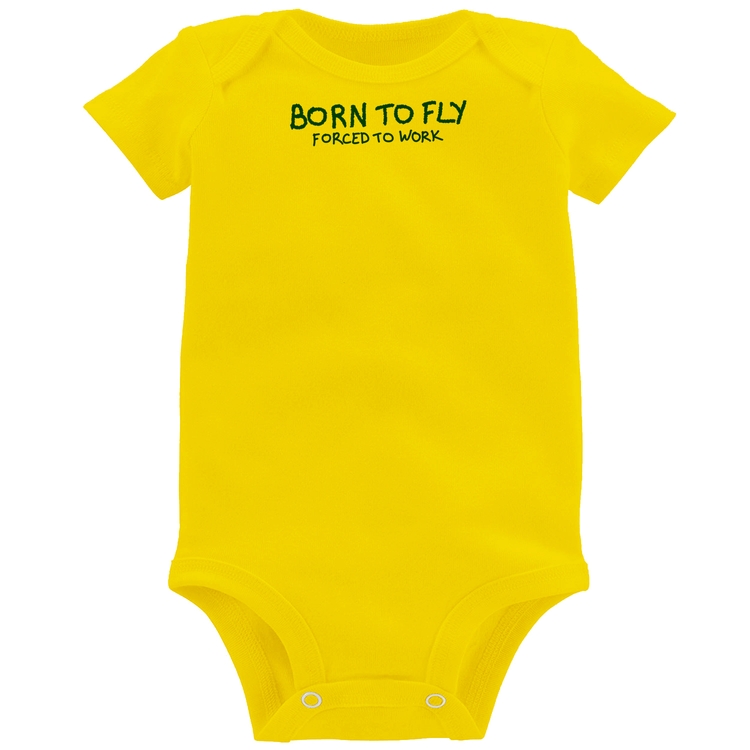 Body Bebê Born to fly - Forced to work - Amarelo