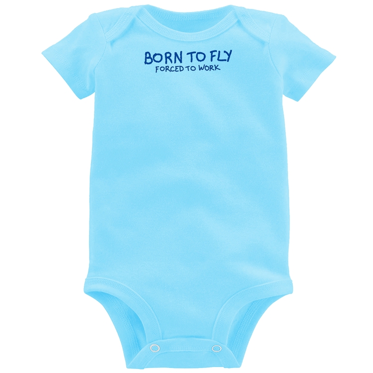 Body Bebê Born to fly - Forced to work - Azul Bebê