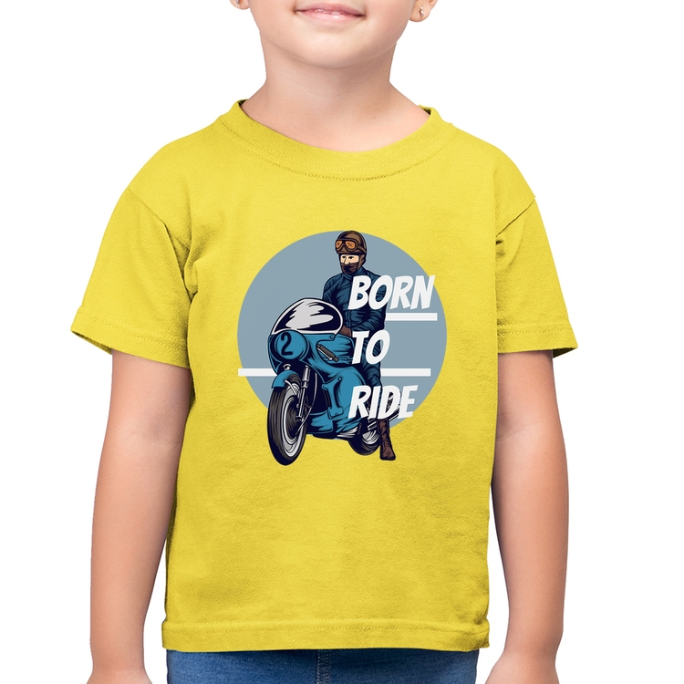 Camiseta Algodão Infantil Born To Ride - Amarelo Canário
