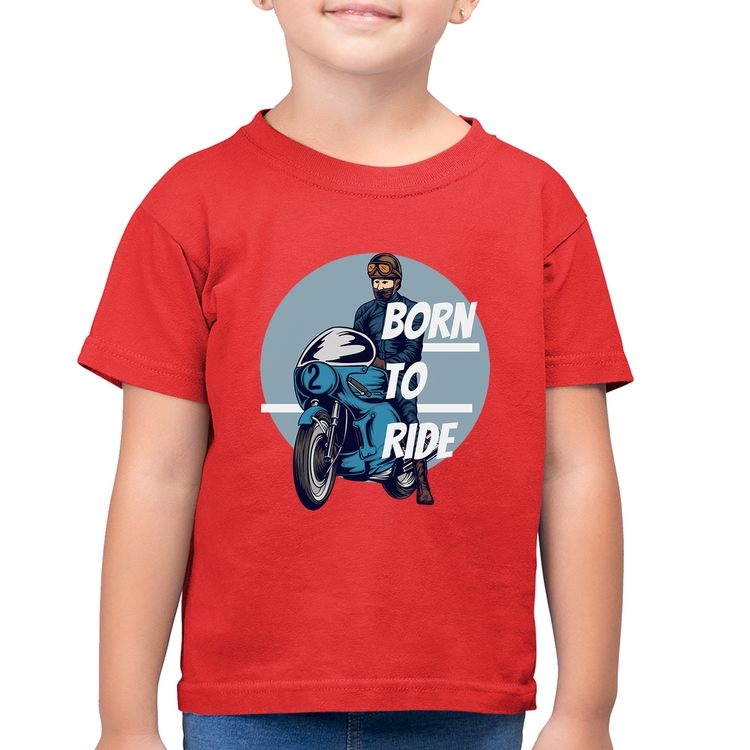 Camiseta Algodão Infantil Born To Ride - Vermelha