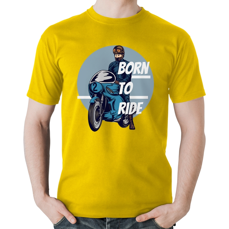Camiseta Algodão Born To Ride - Amarela