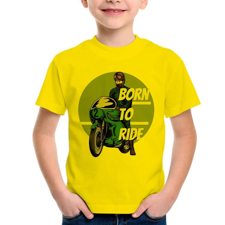 Camiseta Infantil Born To Ride - Amarela